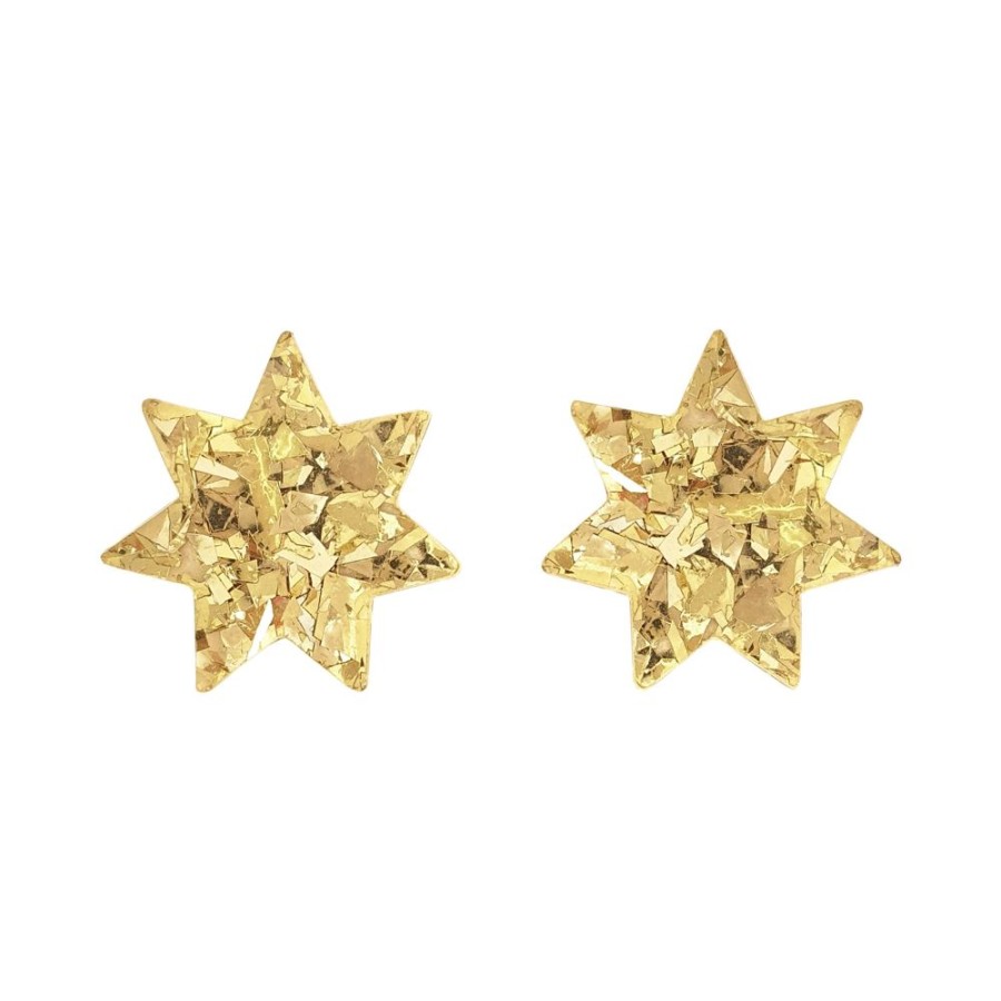 Accessories Charlie Pickles | Star Stud Earrings In Gold Sparkle