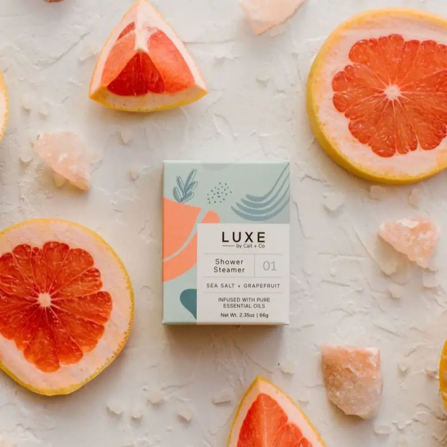 Wellness Charlie Pickles | Luxe Sea Salt + Grapefruit Shower Steamer Fizzy Bomb